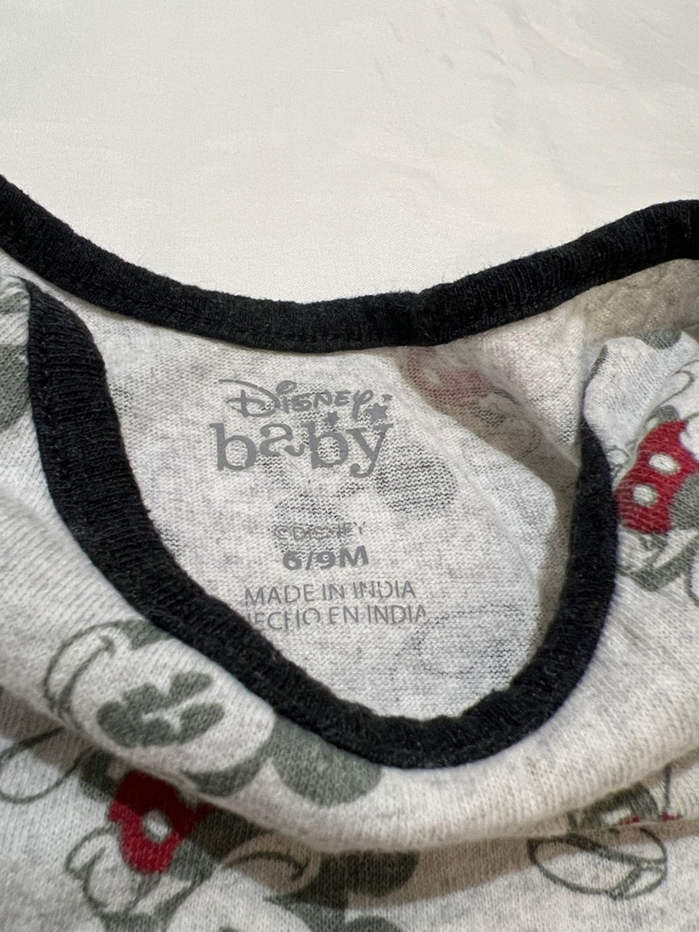 “Bundle 10/$13” Disney 6-9mGrey, Black & Red Mickey Mouse Short-Sleeve One-Piece - Picture 2 of 6